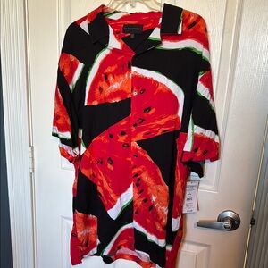 No Boundaries Red and Black Casual Shirt with Notched Collar